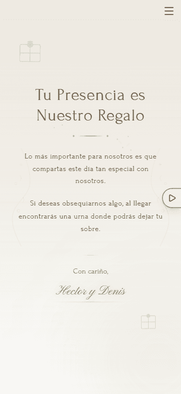 Invitación digital interactiva vista previa mesa de regalos